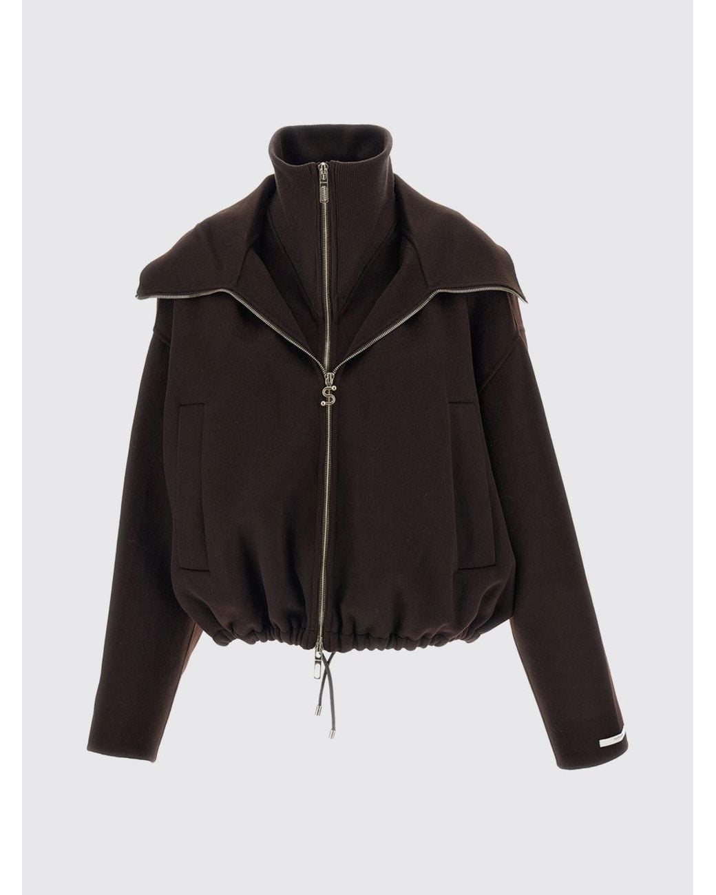 Sportmax Black Wool Bomber Jacket With High Neck And Zip Fastening