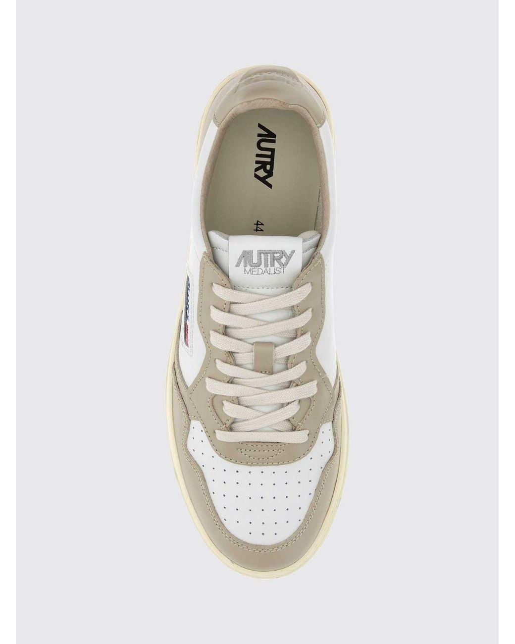 Autry Natural Medalist Low Two-Tone Calfskin And Suede Trainers for men