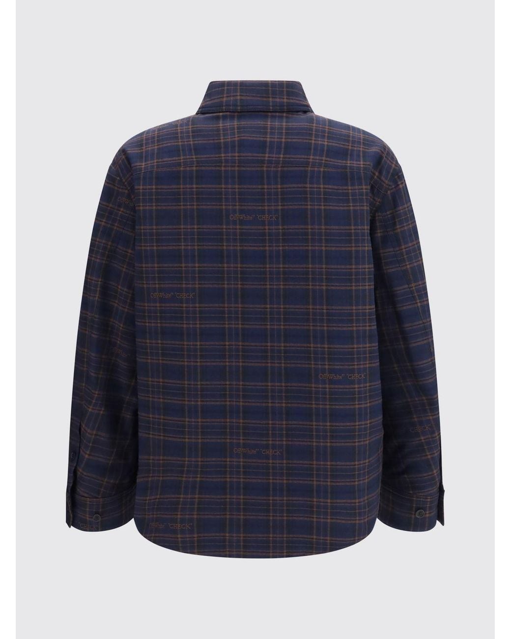 Off-White c/o Virgil Abloh Blue Tartan Cotton Shirt With Embroidered Logo for men