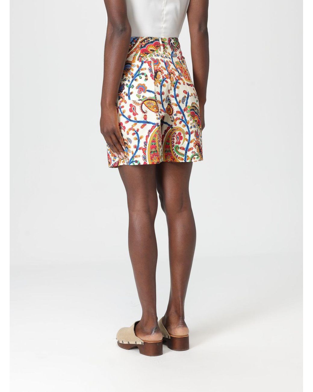 Etro White Cotton Paisley Shorts