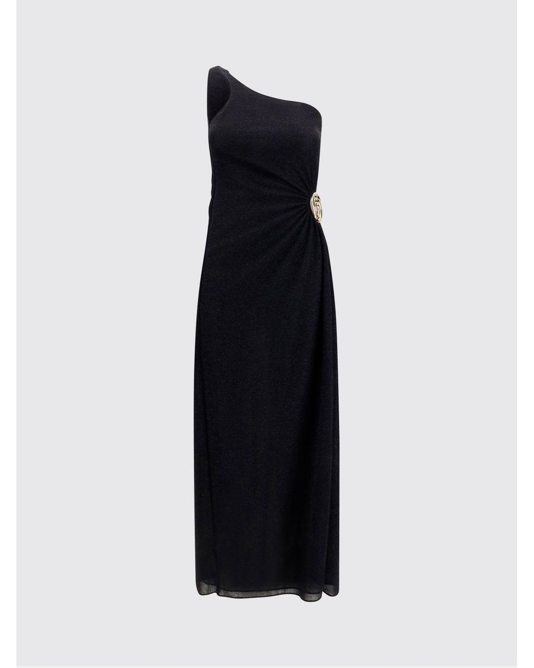 Oseree Black One-Shoulder Long Lurex Evening Gown