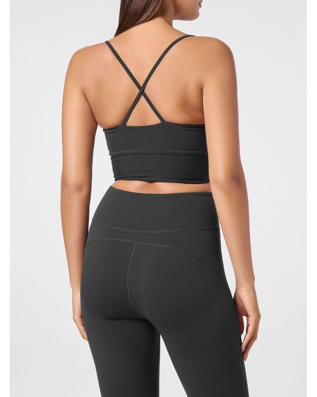 Philipp Plein Black Cropped Sports Bralette Top With Criss-Cross Straps