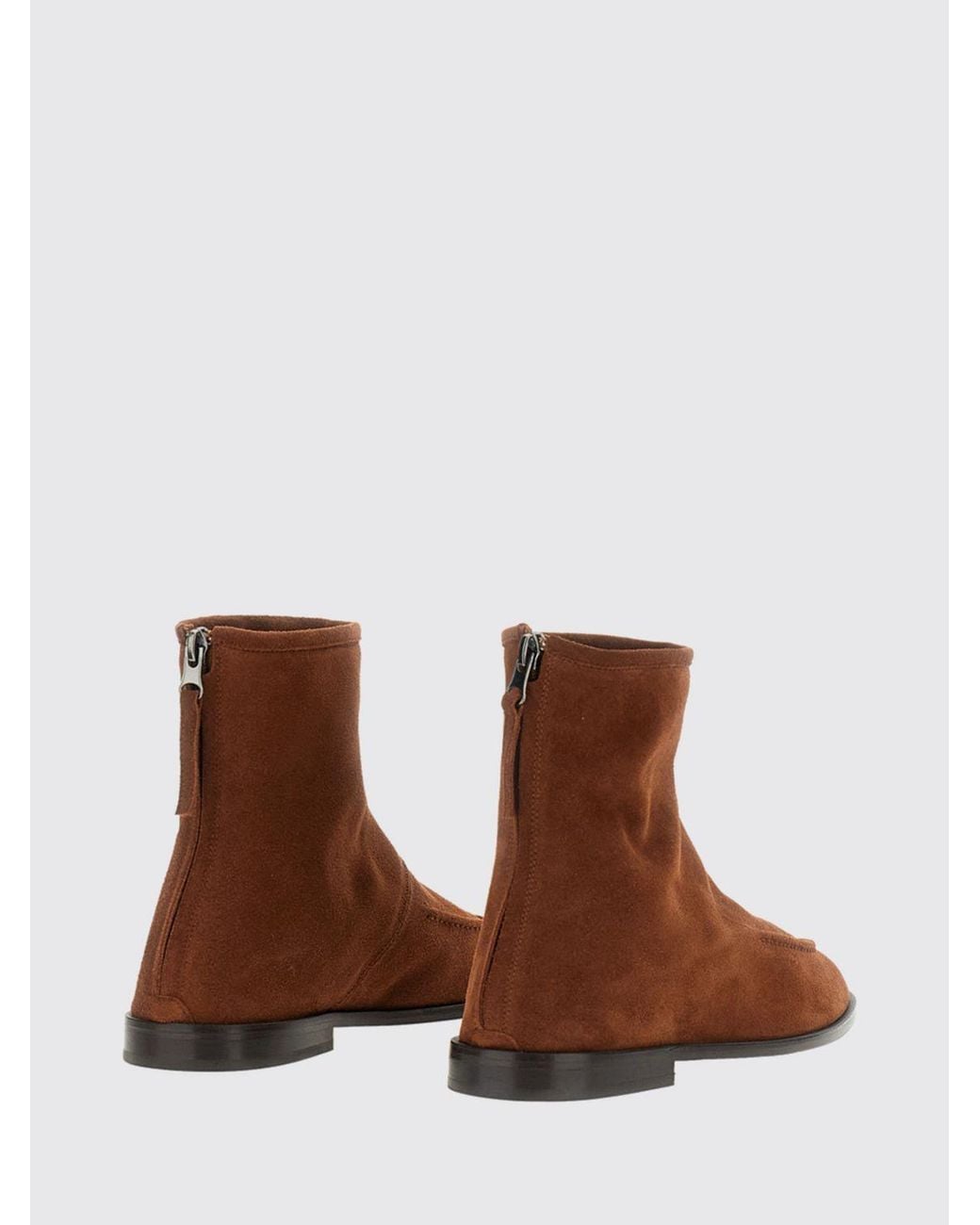 Hereu Brown Juliol Suede Calfskin Ankle Boots With Round Toe