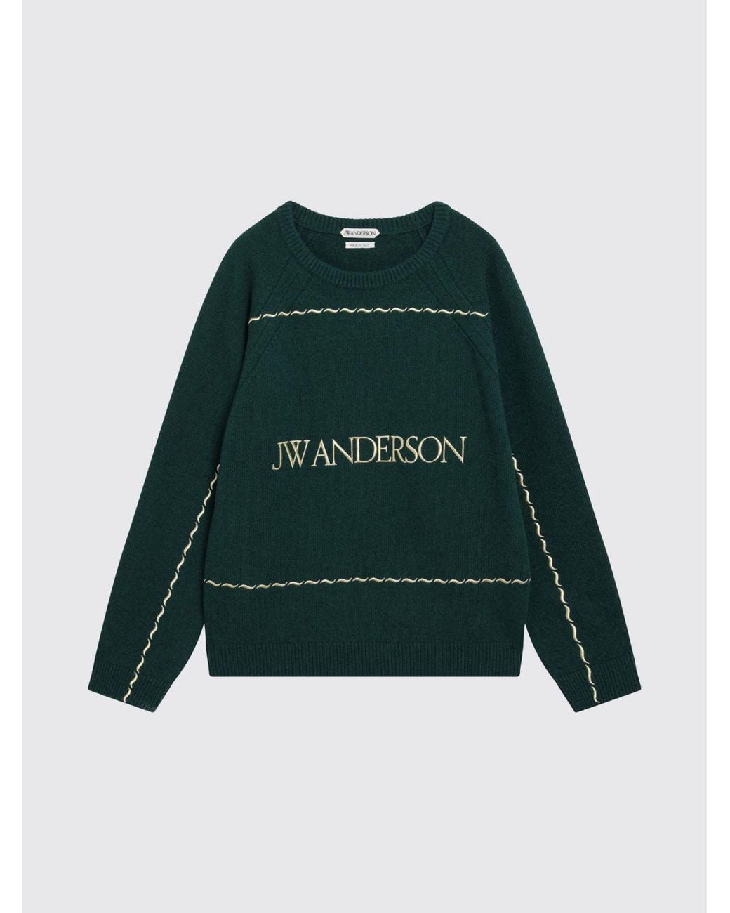 J.W. Anderson Green Crewneck Pure Wool Jumper With Embroidered Logo for men