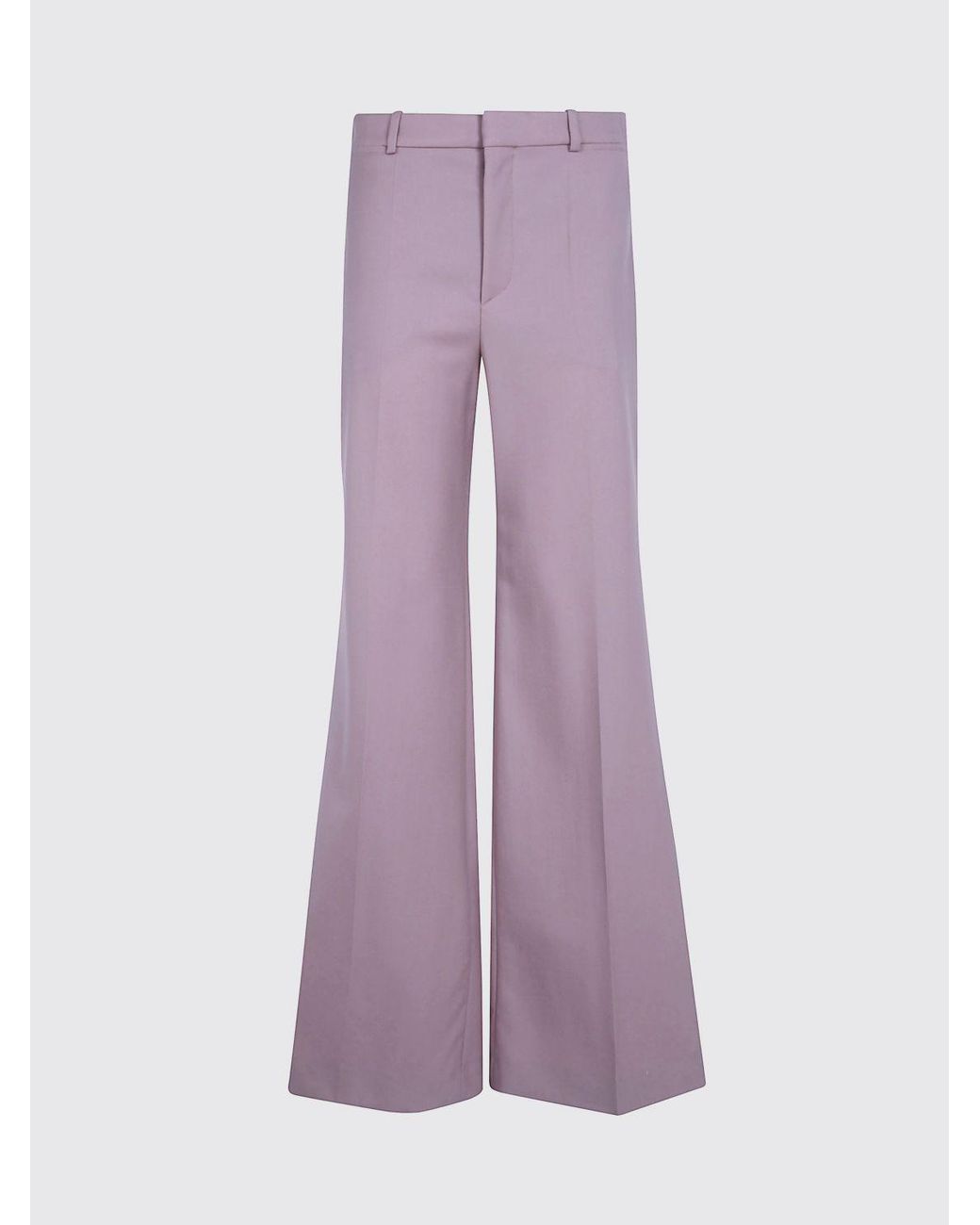 Chloé Purple Chlo&Eacute Wide-Leg Pleated Cotton Trousers With Mid-Rise Waist