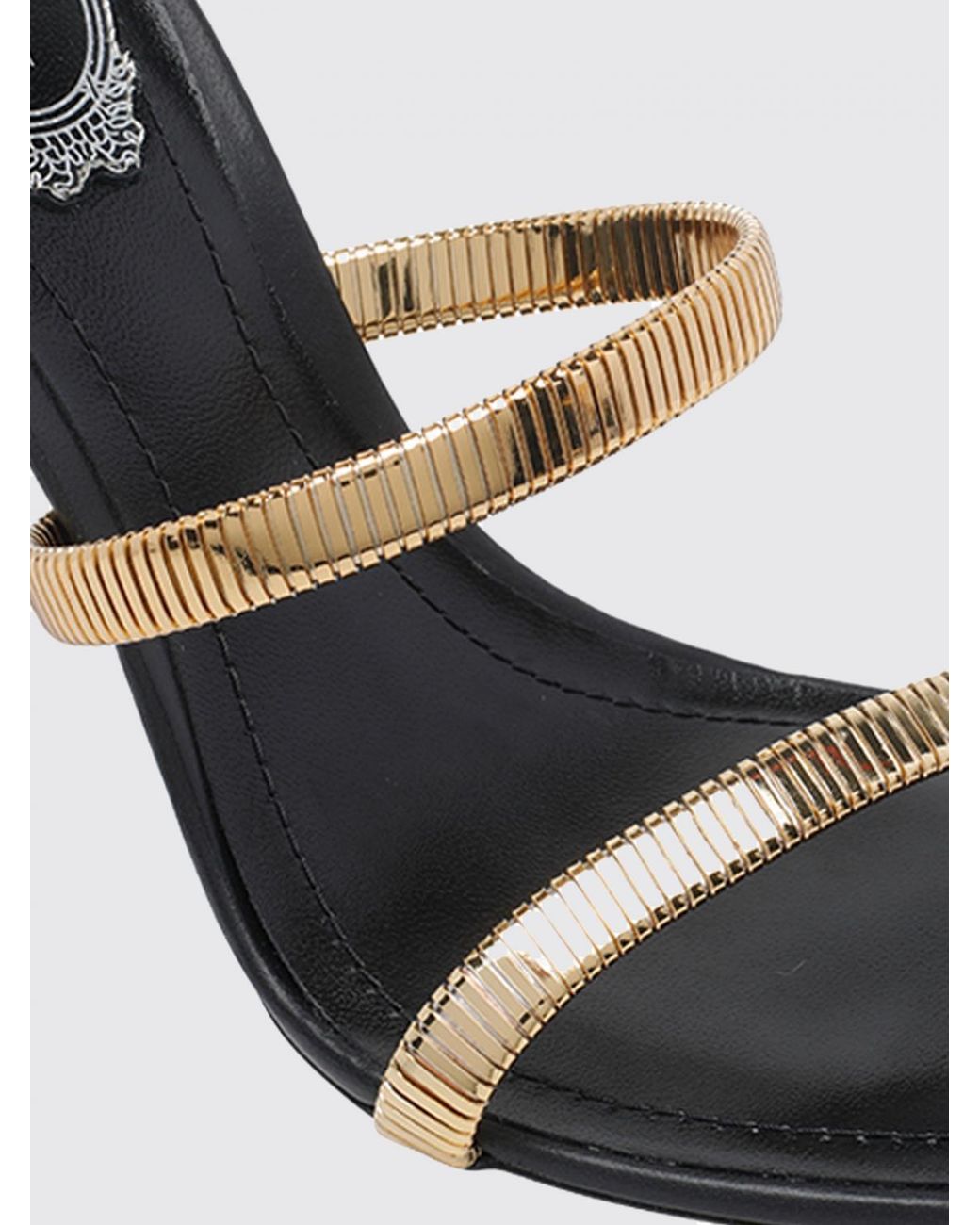 Rene Caovilla Metallic Juniper Stiletto Sandals With Iconic Snake Strap