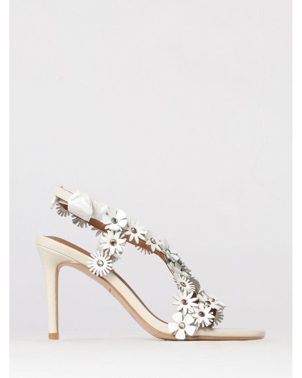 Kurt Geiger Natural Leather Sandal With Flowers And Rhinestones