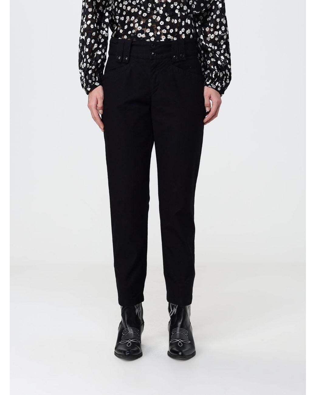 Isabel Marant Black Birdy Mid-Rise Stretch-Cotton Skinny Trousers