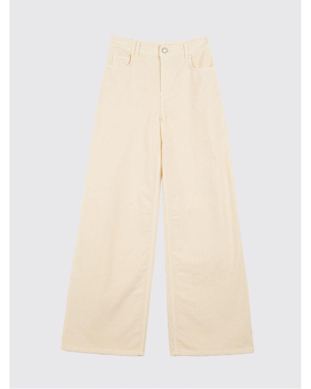 Twinset Natural High-Waisted Flared Corduroy Trousers
