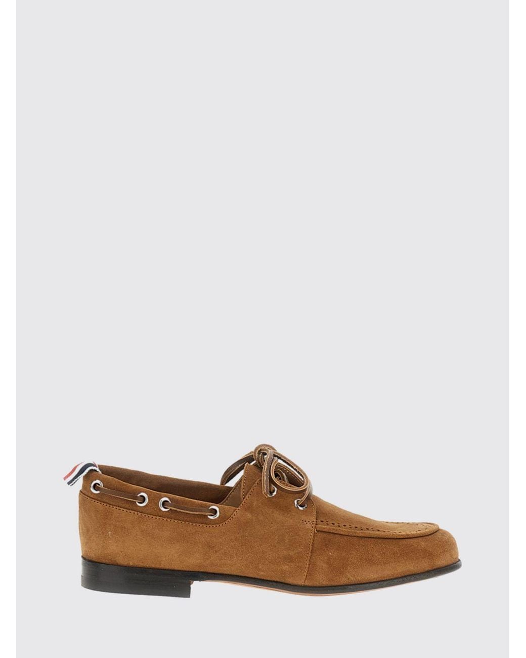 Thom Browne Brown Suede Boat Shoes With Tricolour Flag
