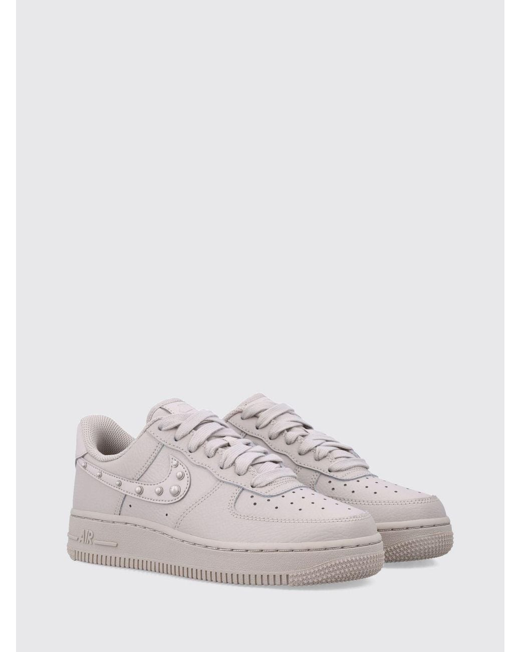 Nike White Air Force 1 '07 Leather Sneakers With Faux Pearls And Embroidery