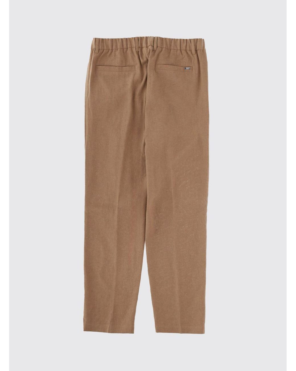 Pantalón Chino De Lino Con Pinzas Y Bolsillos Traseros Ribeteados Herno de hombre de color Brown