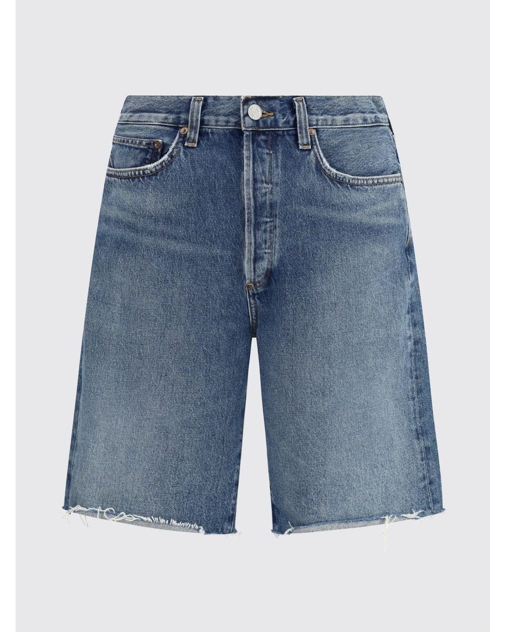 Agolde Blue Knee-Length 5-Pocket Denim Shorts for men