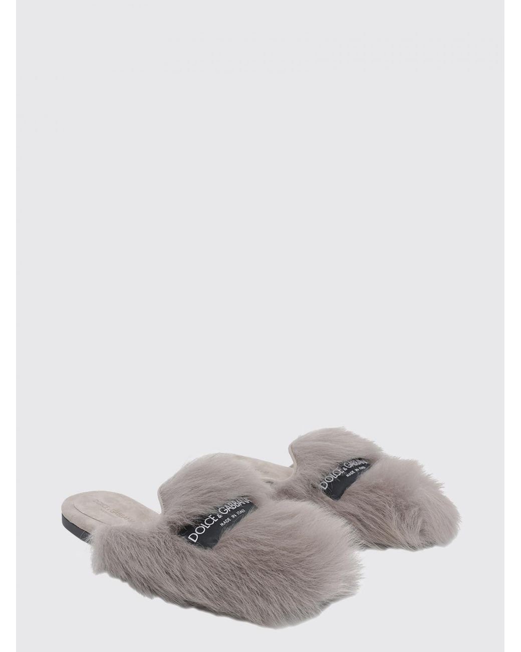 Dolce & Gabbana White Dolce &Amp Gabbana Shearling Slippers