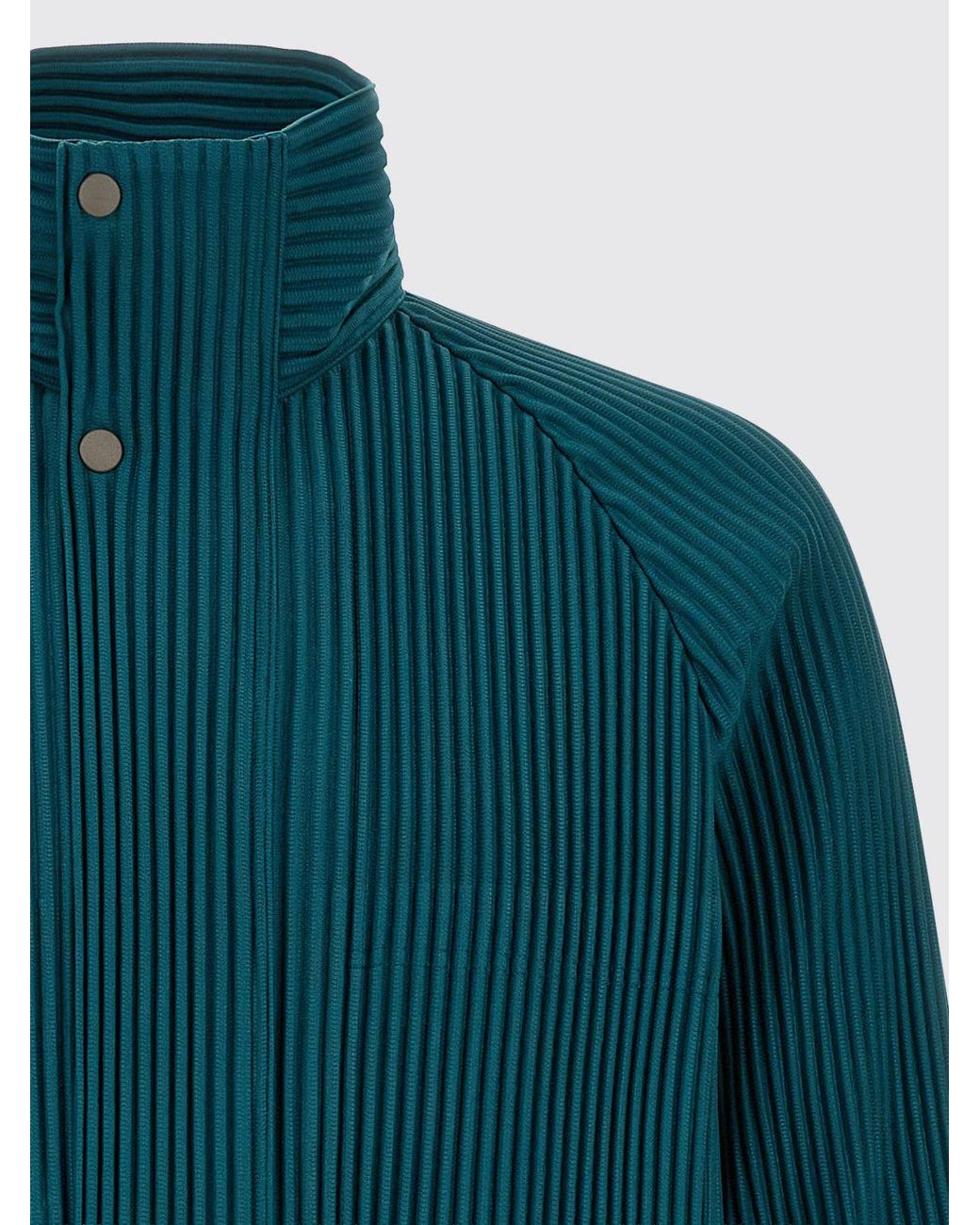 Homme Plissé Issey Miyake Blue High-Neck Pleated Technical Fabric Cardigan Homme Plissé Issey Miyake for men