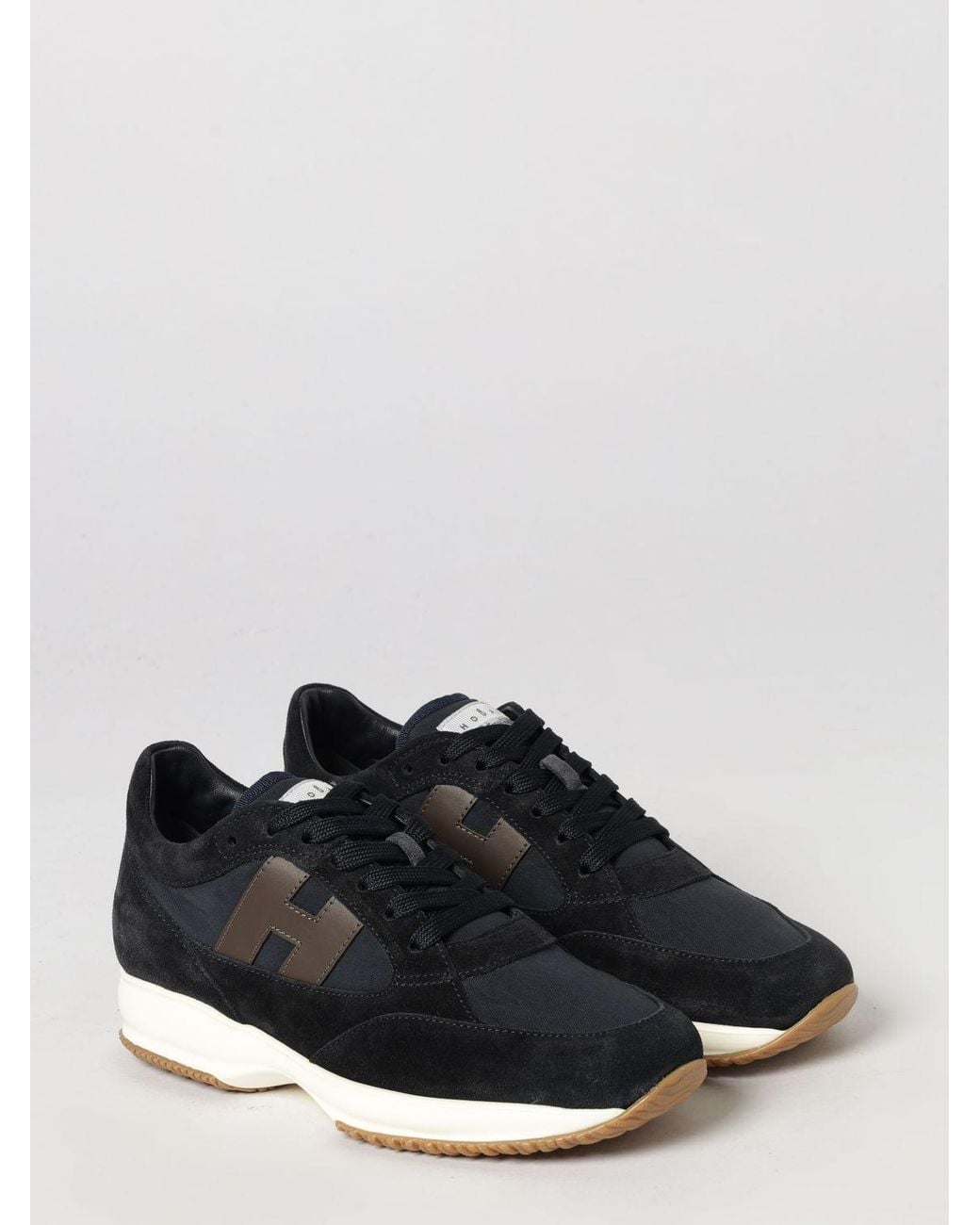 Hogan Black H580 Suede And Mesh Sneakers With Side H Logo for men