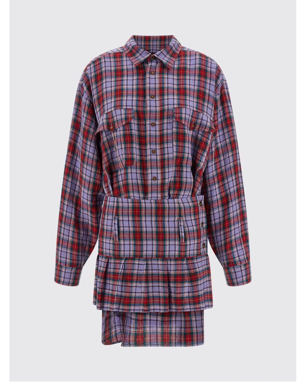 Vivienne Westwood Purple Linen Check Pattern Mini Dress
