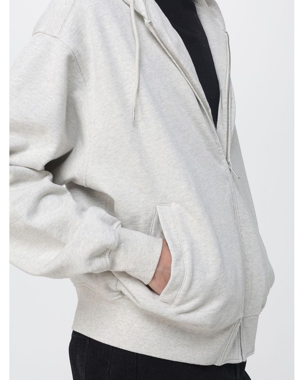 Drole de Monsieur White Zipped Cotton Hoodie With Contrast Logo for men