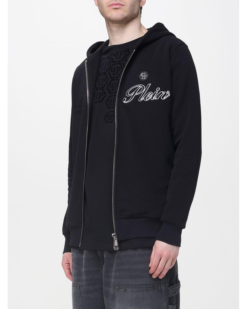 Philipp Plein Blue Cotton Hoodie for men