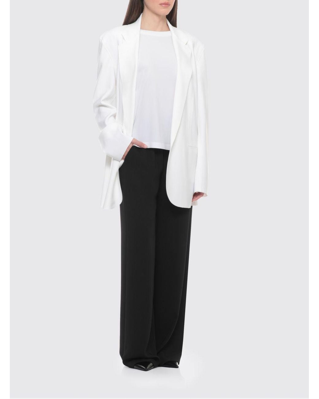 Norma Kamali White Single Breasted Polyester Blazer