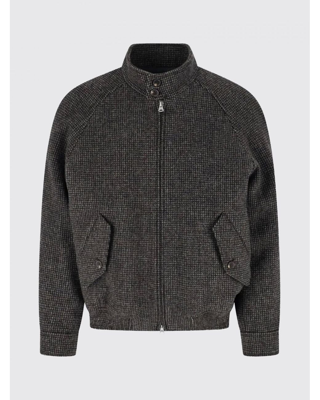 DUNST Gray High Neck Wool And Alpaca Bomber Jacket With Zip Closure