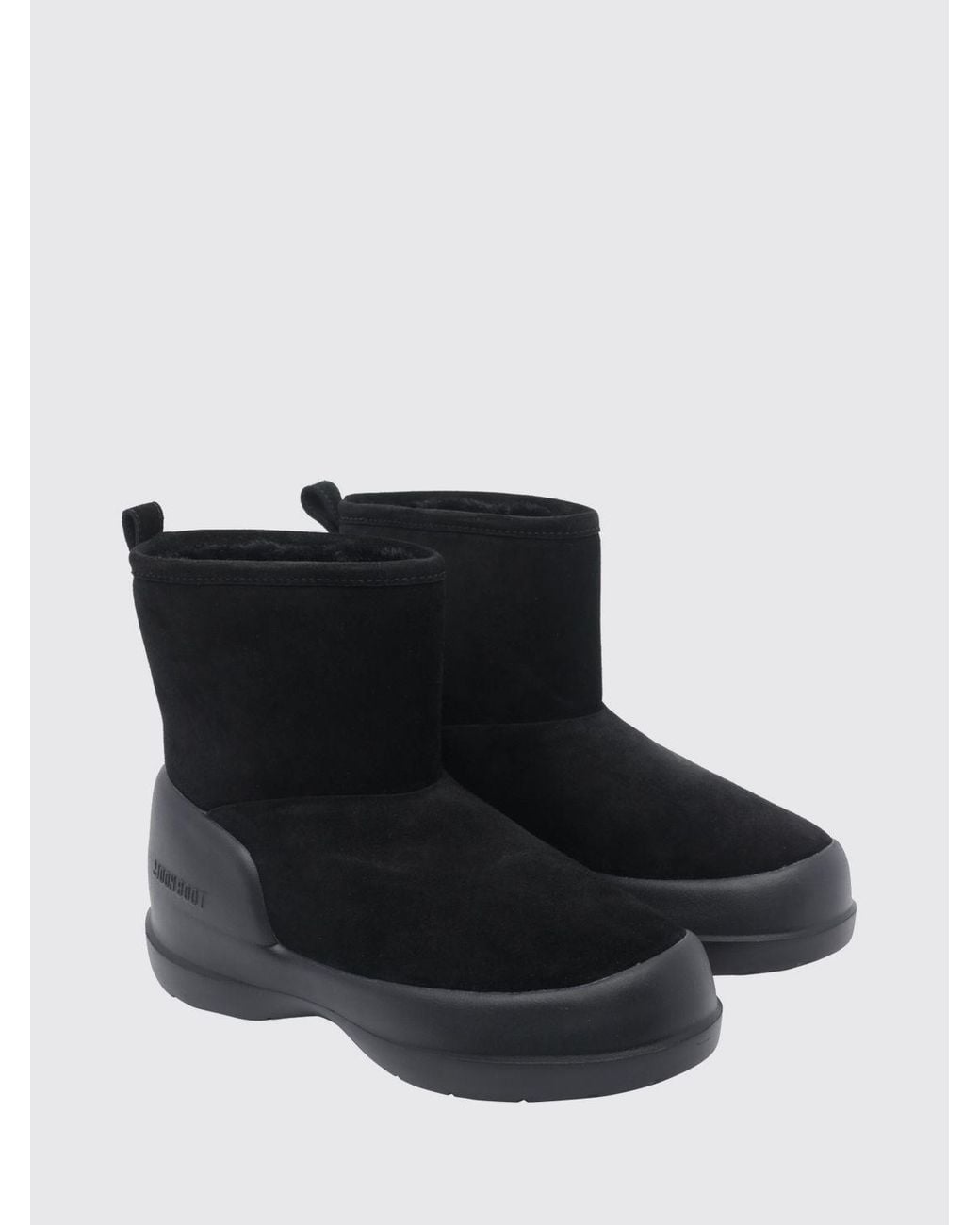 Moon Boot Black Mezzaluna Suede Snow Ankle Boots With Non-Slip Sole for men