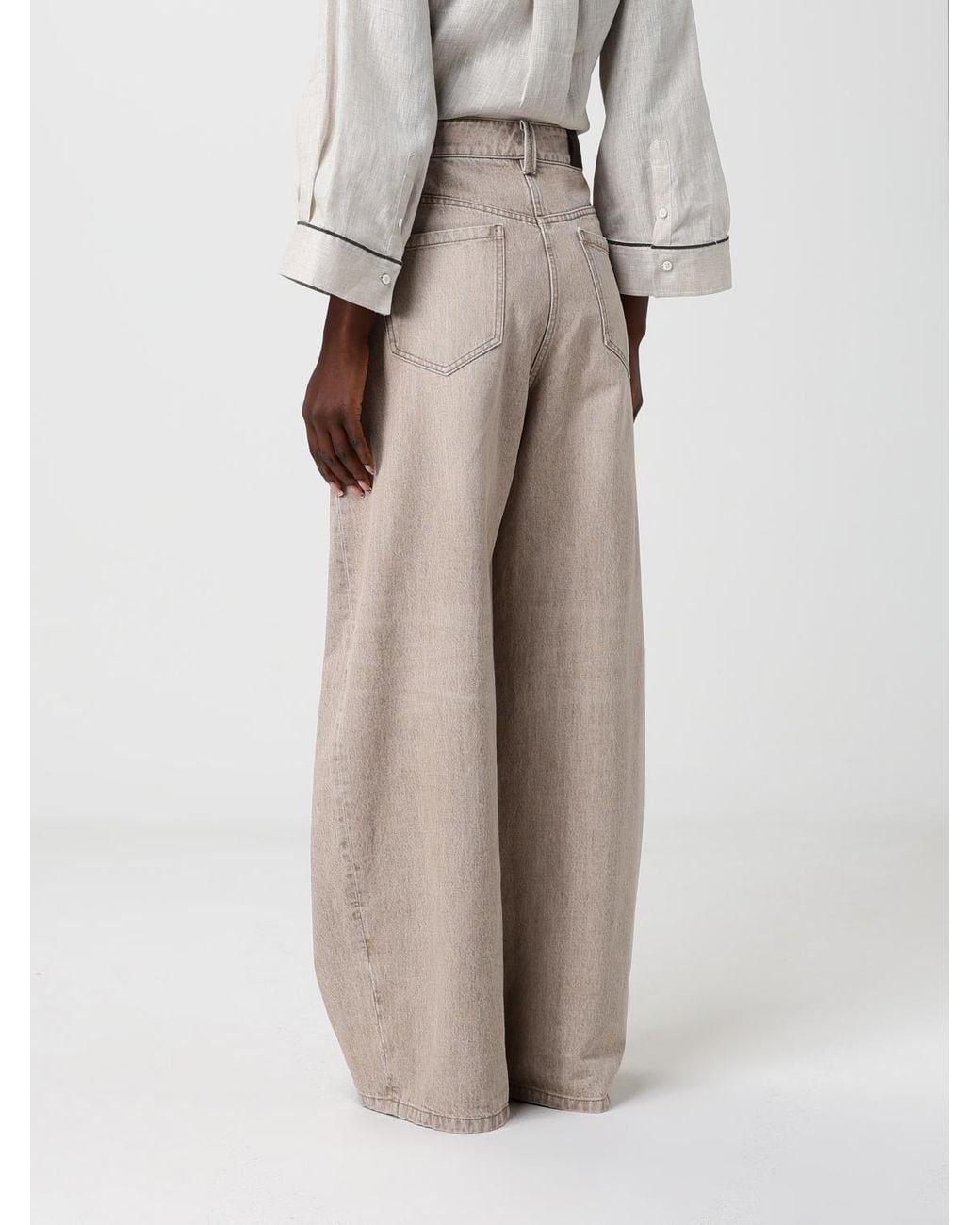 Brunello Cucinelli Natural Cotton Denim Palazzo Jeans