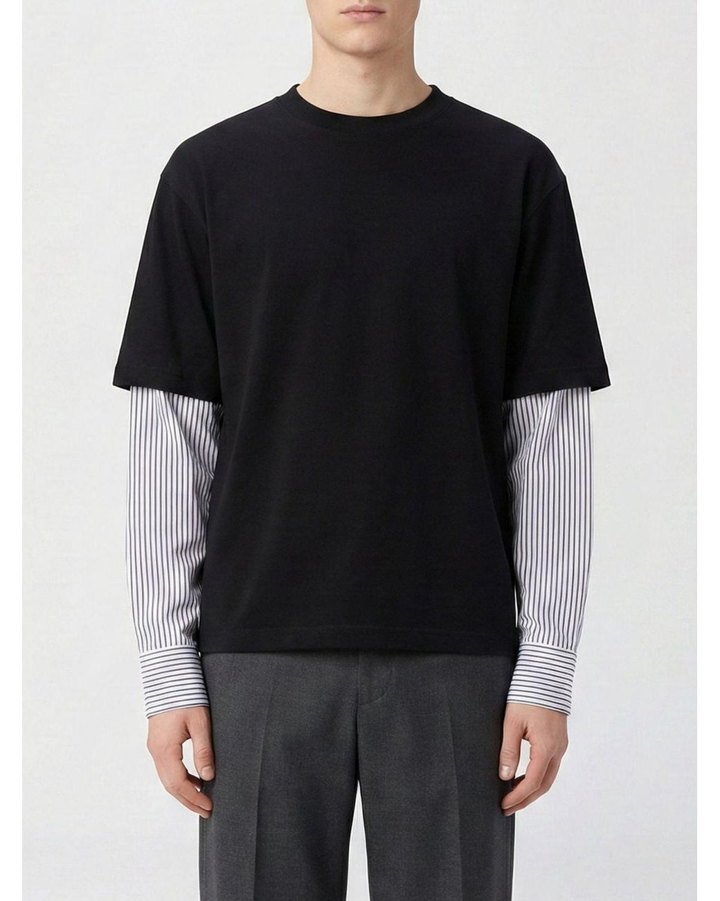 Jil Sander Black Cotton T-Shirt With Shirt Sleeves for men