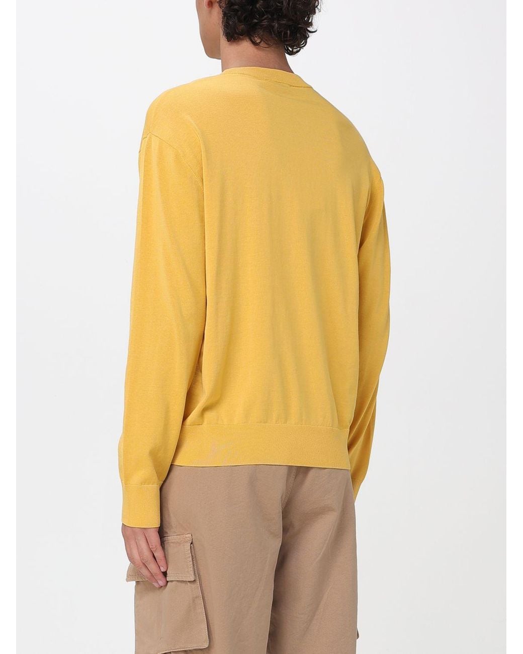 Laneus Yellow Cotton Knit Top for men