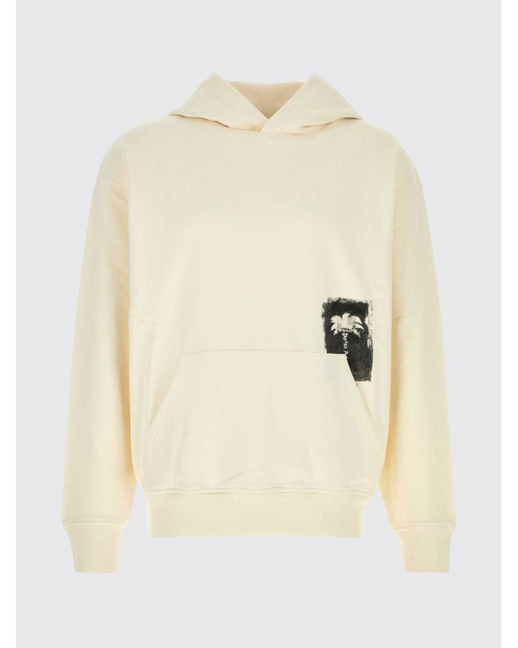 Palm Angels Natural Relaxed Fit Graphic Print Cotton Hoodie for men
