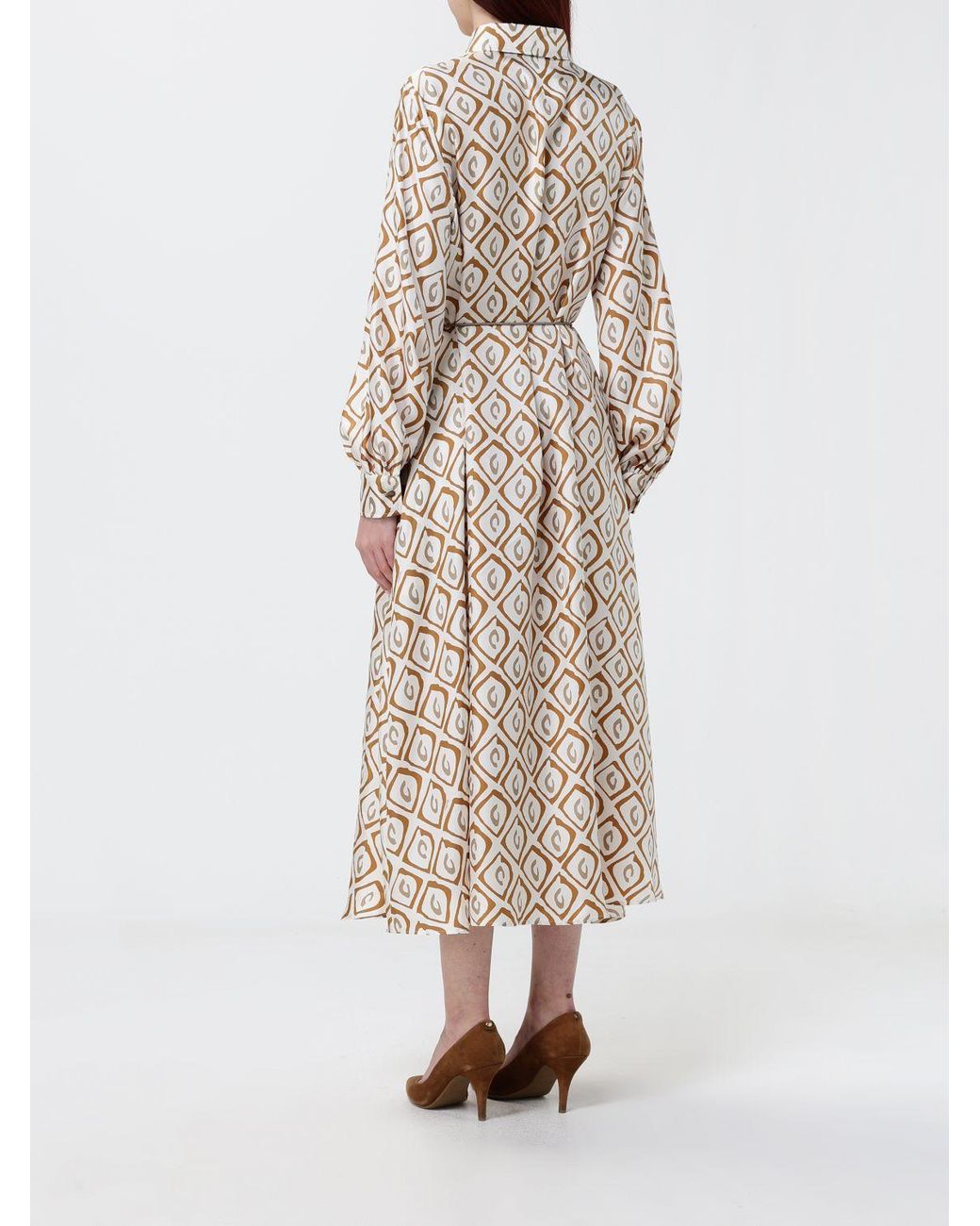 Max Mara Natural Printed Silk Shirt Dress