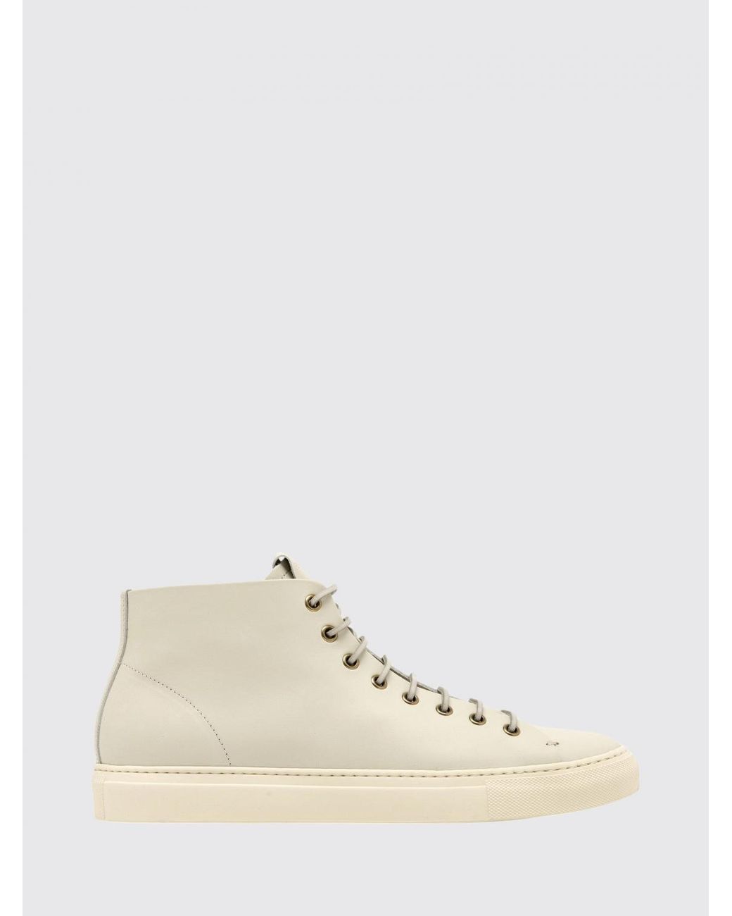 Buttero Natural Leather Lace-Up High-Top Trainers With Tone-On-Tone Logo