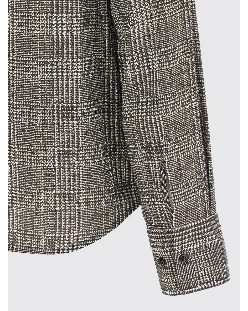 Ermanno Scervino Gray Prince Of Wales Print Viscose Shirt With French Collar
