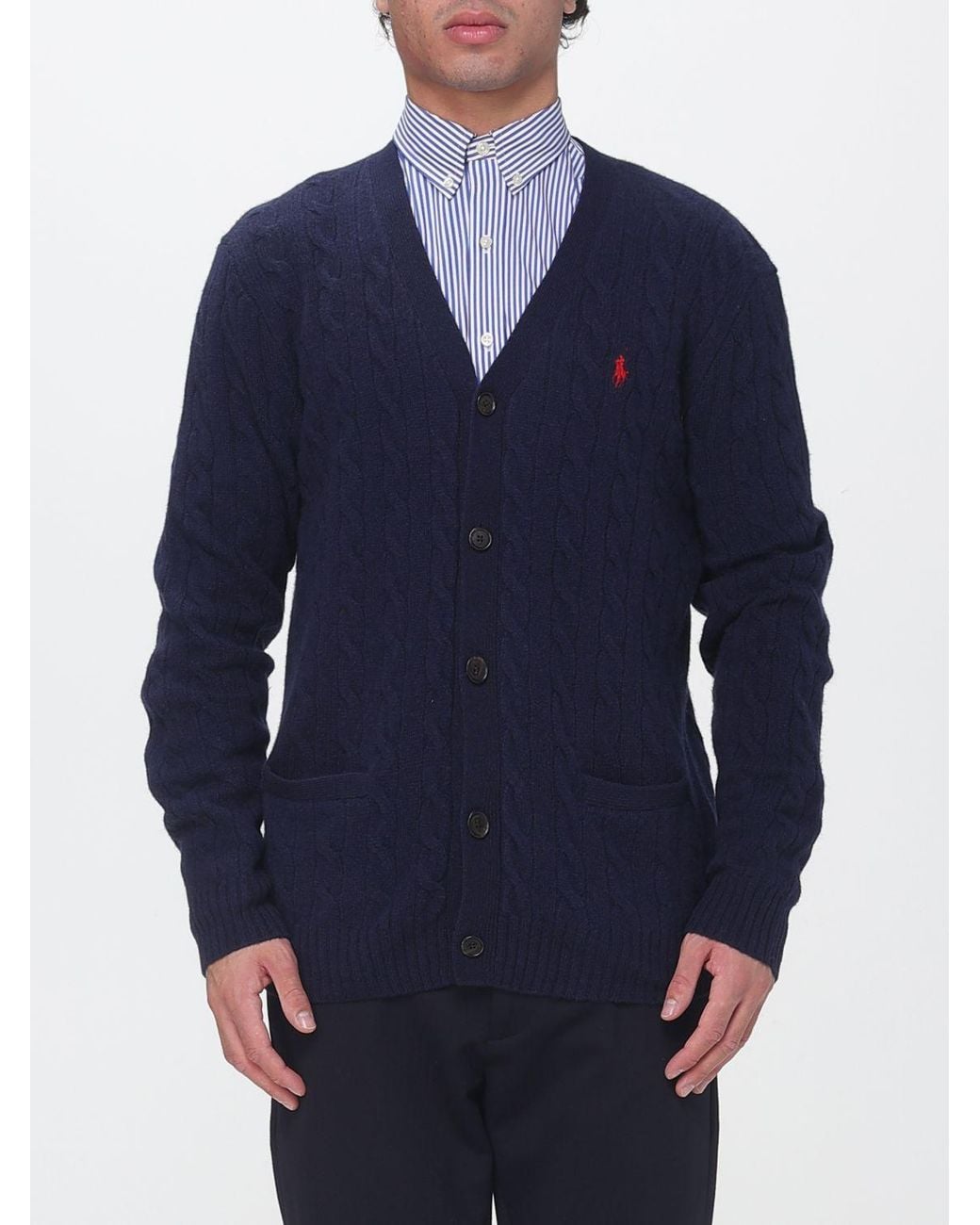 Polo Ralph Lauren Blue Crewneck Cardigan for men