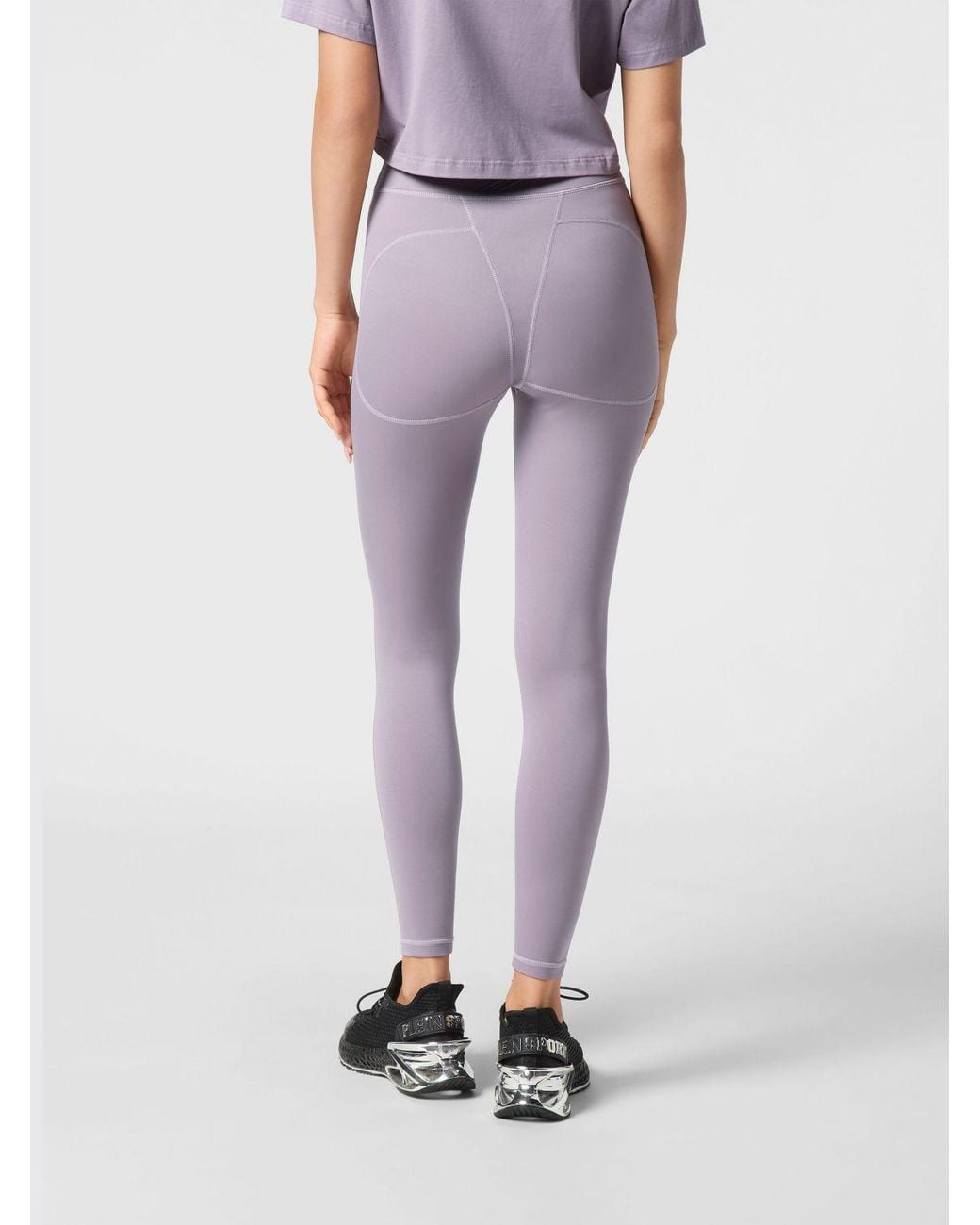 Philipp Plein Purple Technical Stretch Fabric Leggings