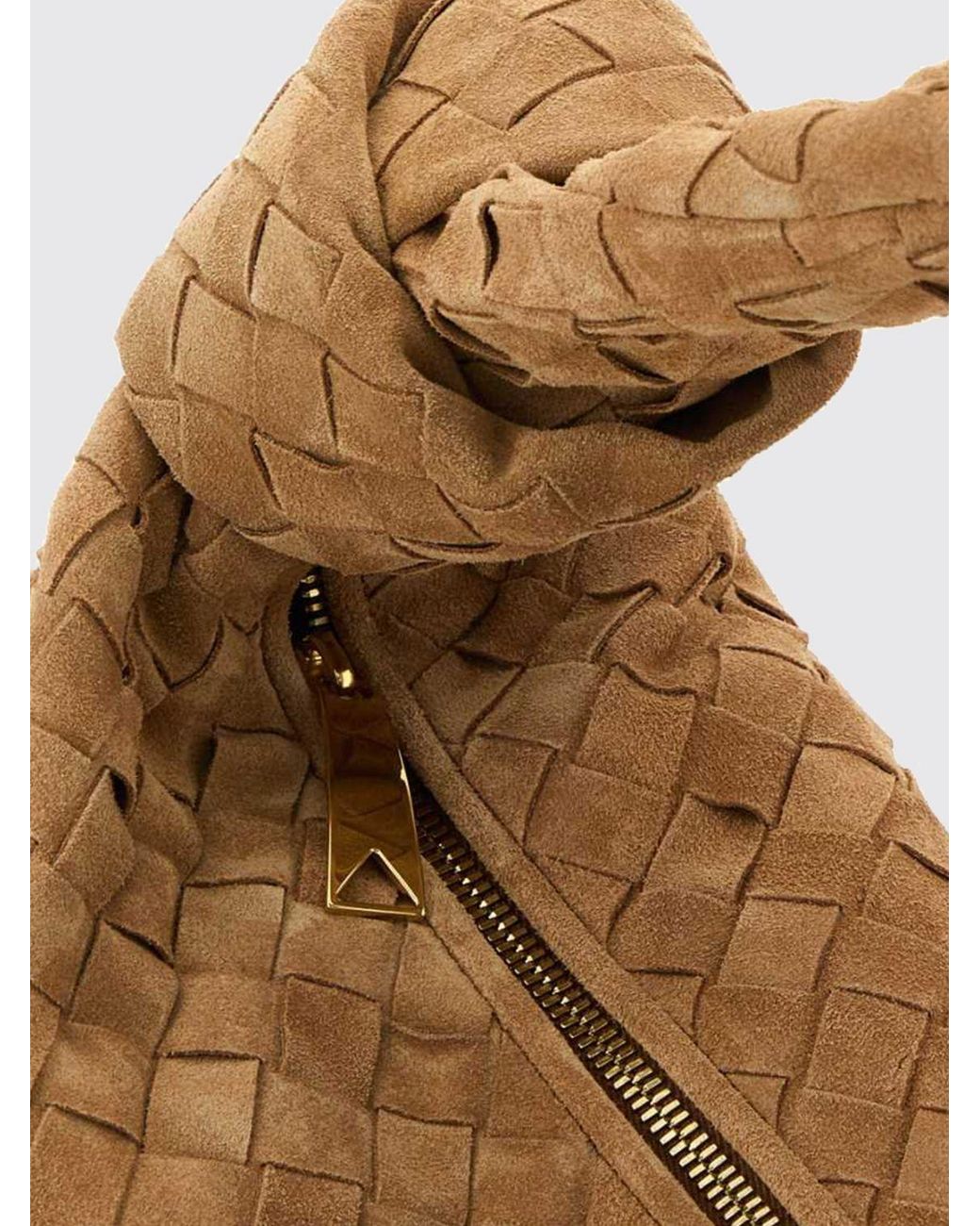 Bottega Veneta Brown Jodie Intrecciato Calf Leather Shoulder Bag With Knot