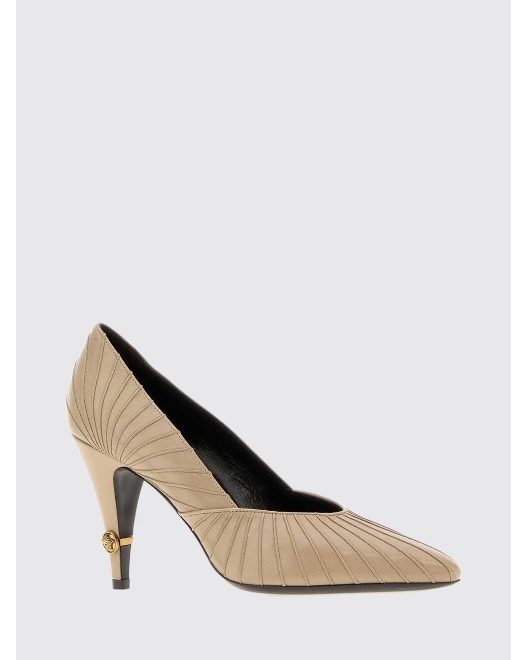 Versace White Gianni Quilted Leather Pumps With Medusa Logo And Stiletto Heel