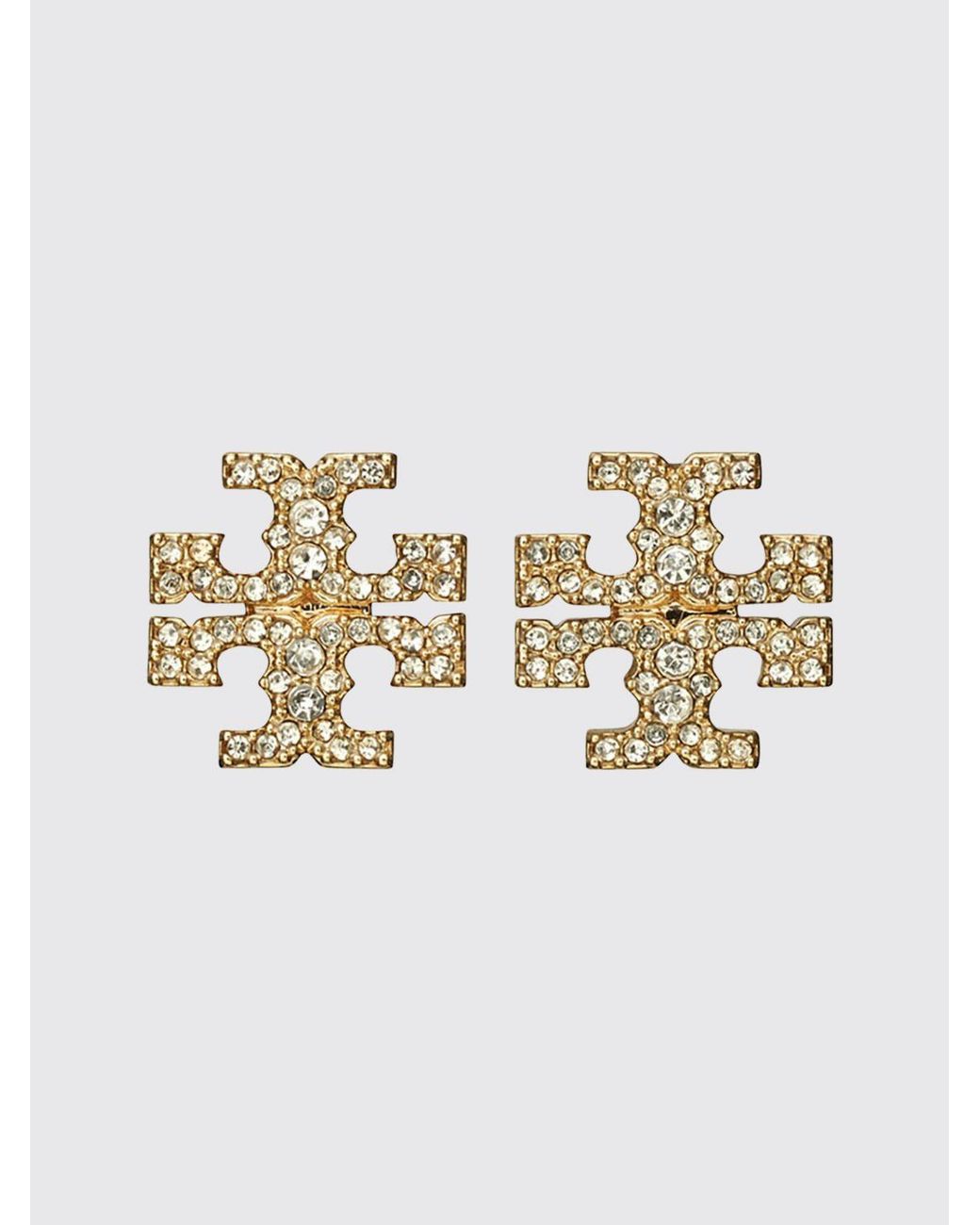Tory Burch Metallic Icon Pavé-Kristall-Ohrstecker Aus Messing Mit Double T-Logo