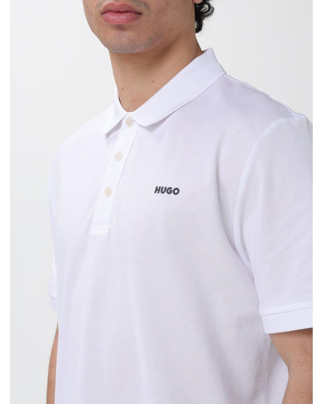 HUGO White Cotton Polo Shirt for men