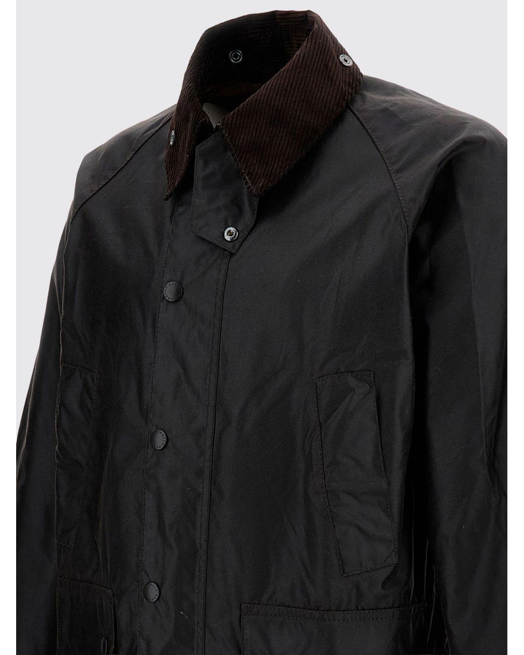 Barbour Black Bedale Relaxed Fit Waxed Cotton Jacket With Velvet Collar for men