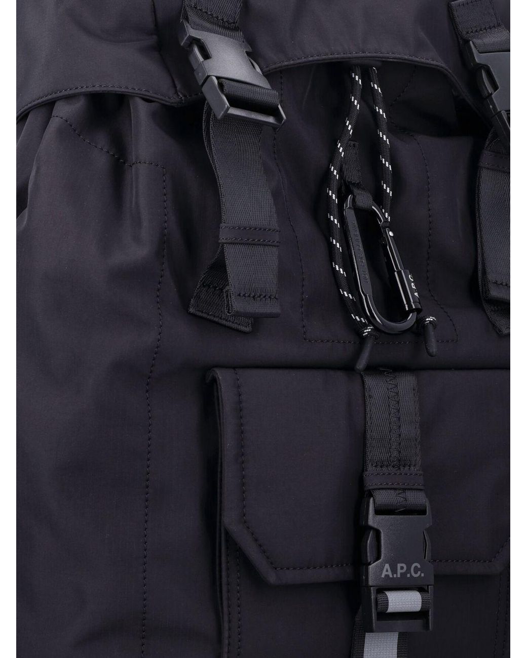 A.P.C. Blue Trek Nylon Backpack With Padded Straps And Flap Closure for men