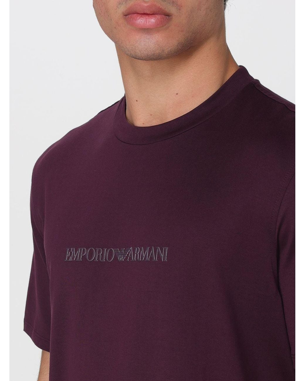 Emporio Armani Purple Basic Cotton T-Shirt With Eagle for men