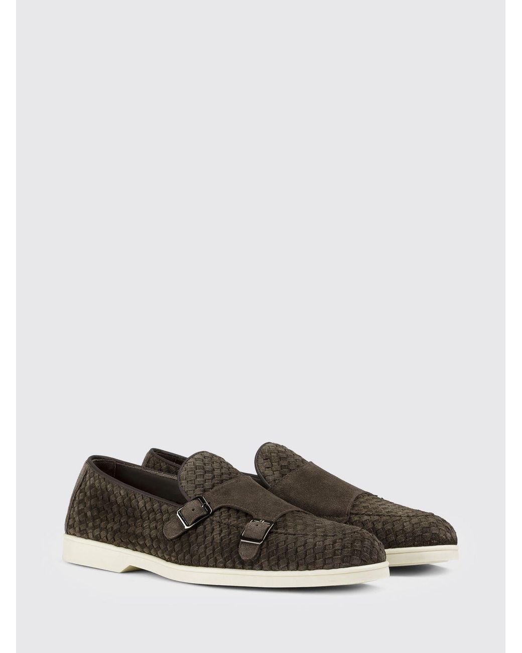 Doucal's White Woven Suede Monk Strap for men