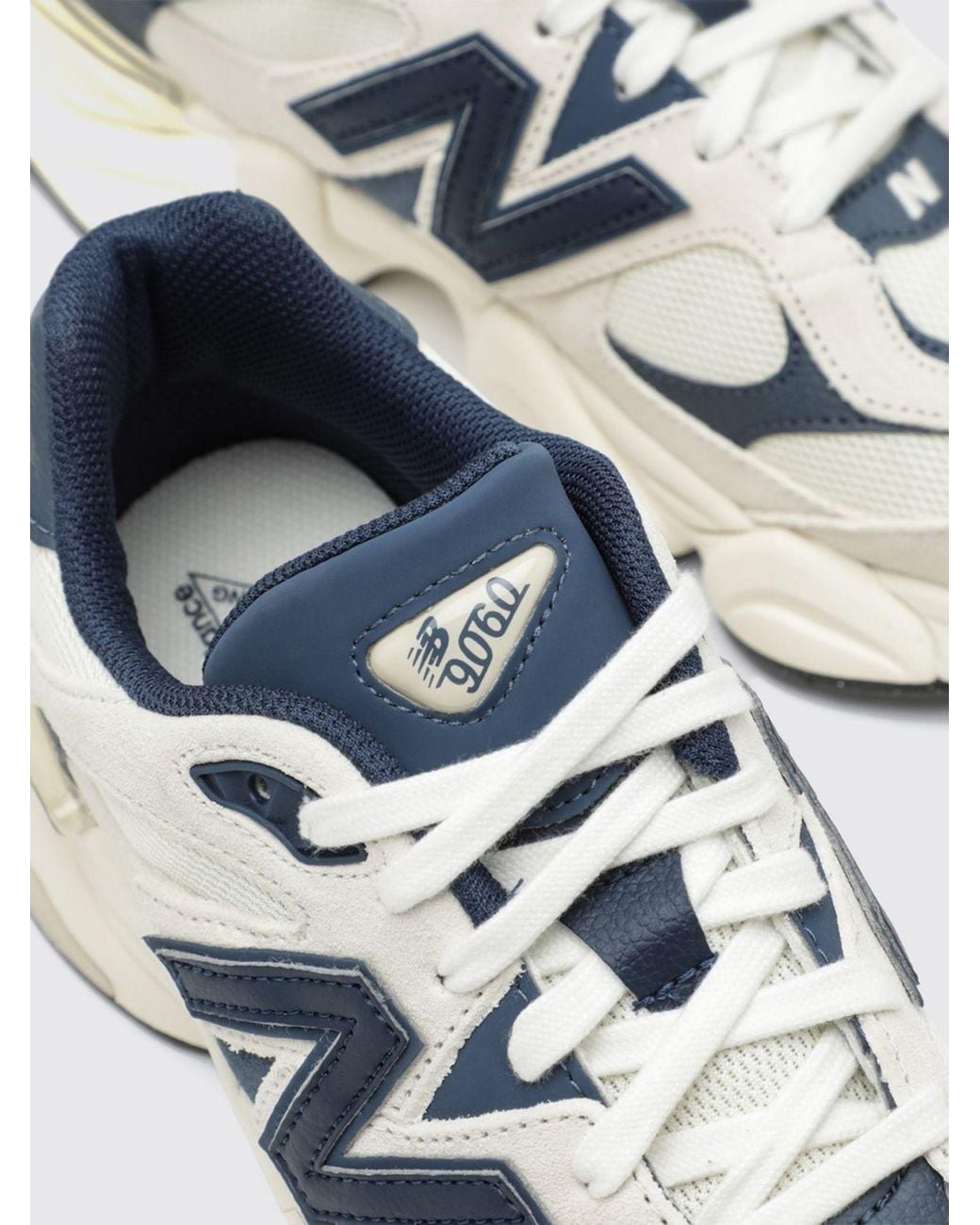 New Balance White 9060 Suede And Mesh Trainers With Cushioned Sole for men