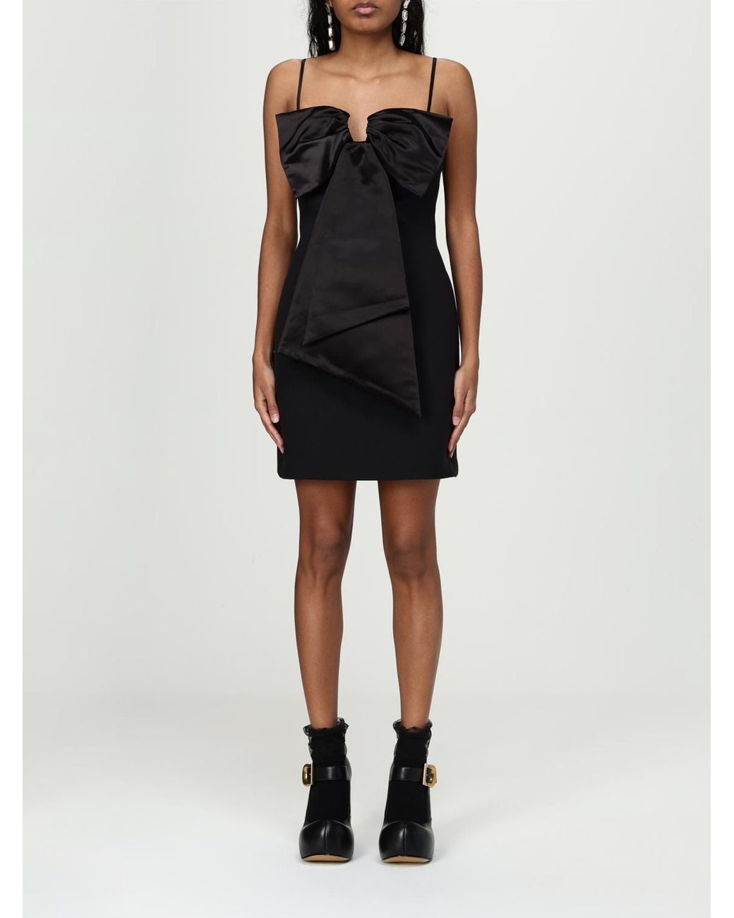 Marc Jacobs Black Bow Mini Dress Elegant Satin Detail