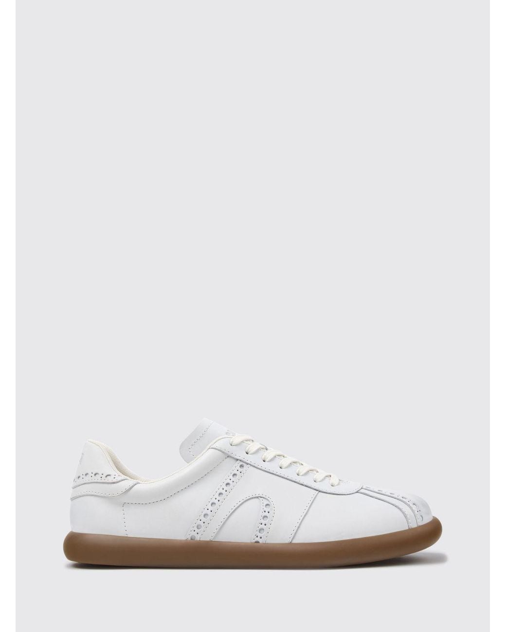 Camper White Twins Calfskin Leather Trainers With Brogue Detailing And Tonal Logo for men