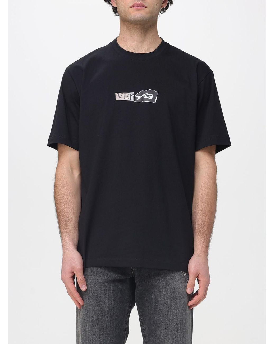 Y-3 Black Cotton T-Shirt With Logo for men