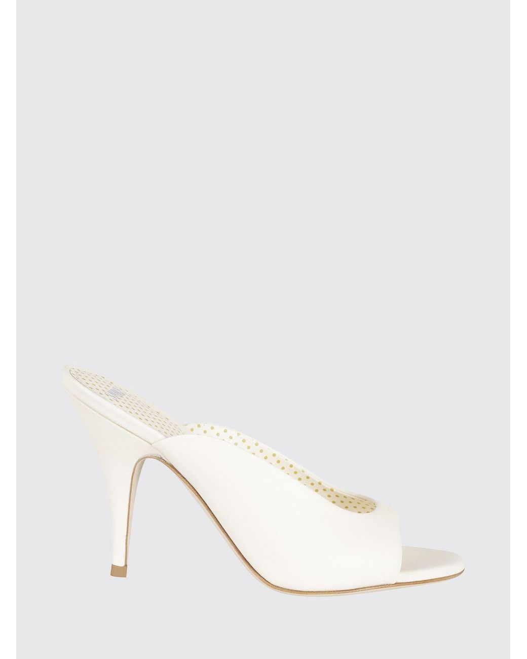 3Juin White Leather Mules