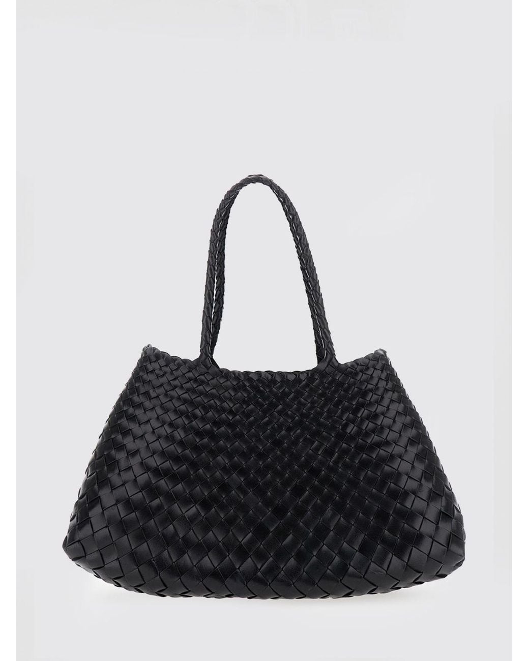 Dragon Diffusion Black Santa Croce Schultertasche Aus Geflochtenem Leder Mit Doppeltem Griff Von
