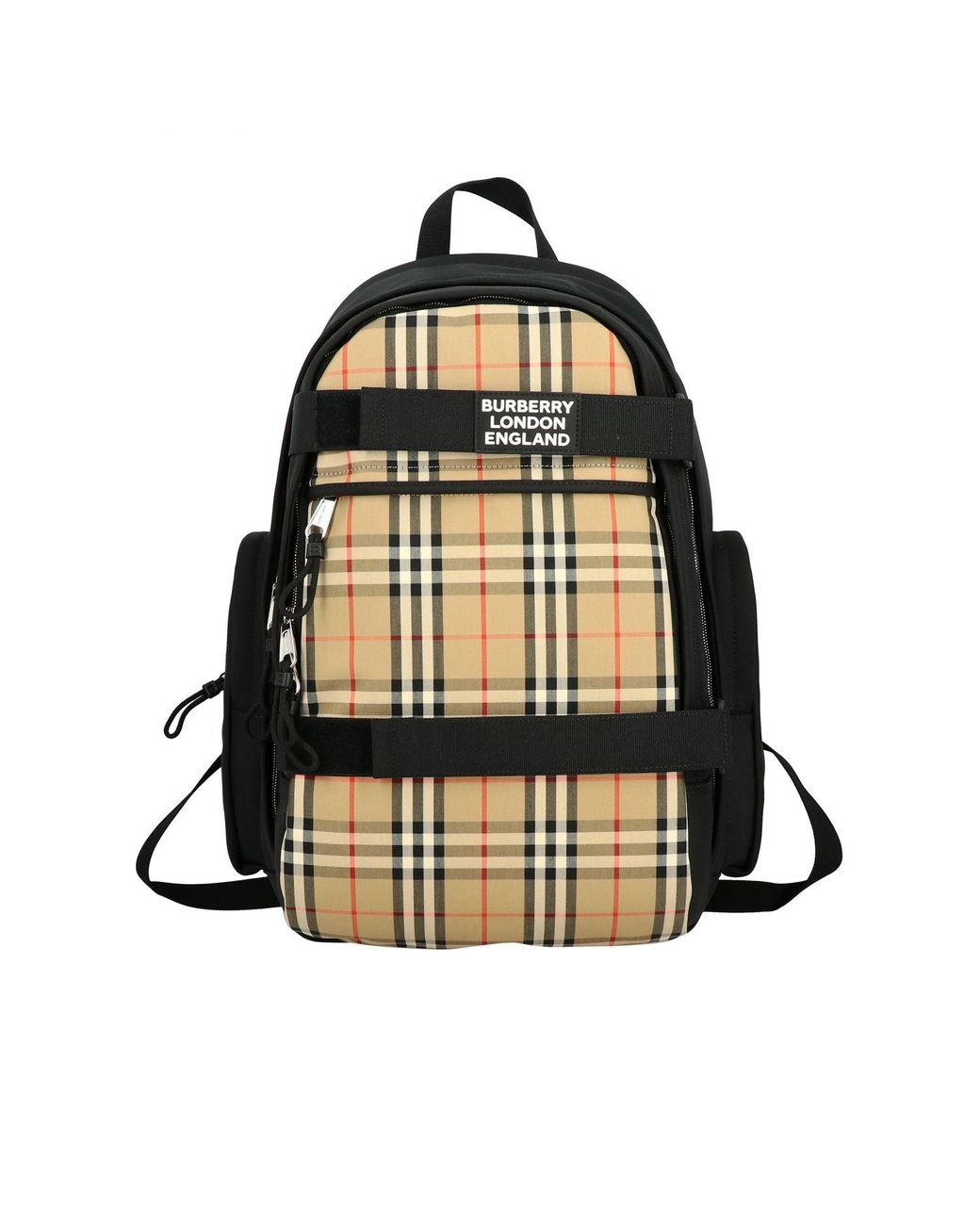 Burberry Nevis Backpack With Logo And Check Insert in Black for Men - Lyst
